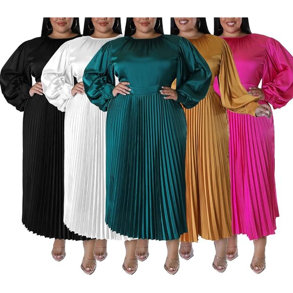 Chic Plus Size Green Pleated Maxi Dress - Perfect for Parties and Events - Picture 5 of 5